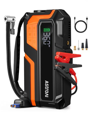 AstroAI 6000A and 150PSI Car Battery Booster Jump Starter Tyre Inflator, Jump Starter Power Pack with Air Compressor, for 12V Vehicles (10L Petrol/8L Diesel), Intuitive LED Screen, Full Accessory Kit