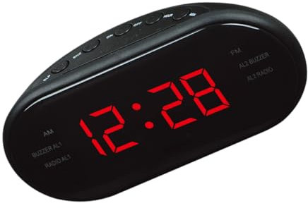 SWOOMEY Radio Reloj Digital Despertador con Radio Am/FM para Dormitorio, Pantalla Curva Grande, Proyector De Hora Al Techo, Color Rojo, Función Repetición y Temporizador Apagado