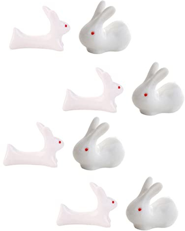 LABRIMP 8 Pièces Repose Baguettes Céramique Lapin Supports pour Baguettes Cuillères et Couteaux Décorations de Pâques pour Table