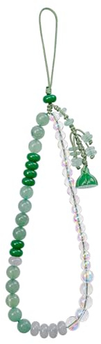 CHUQING Handykette Kurz Handgelenk Handyband Kurze Handschlaufe Handy Handyanhänger Schlaufe Handyarmbandkette Perlen,Grün