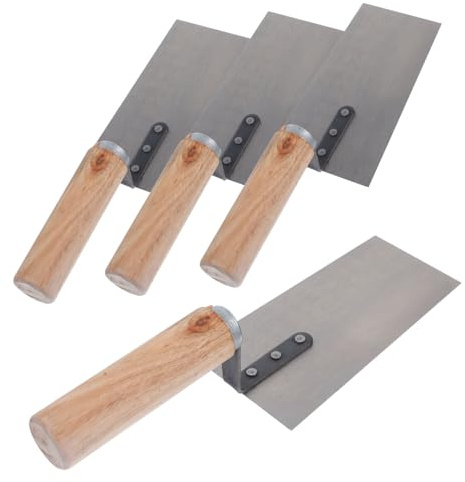 SOPOTUTU 4pezzi Cazzuole in Acciaio Inox Per Intonaco e Cemento Spatole Professionali Multifunzione Per Rasatura e Finitura Strumenti Muratura Resistenti e Pratici Per Lavori Di Precisione