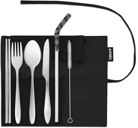 Audi Besteckset, 5-teilig, Edelstahl mit Stoffhülle, Schwarz