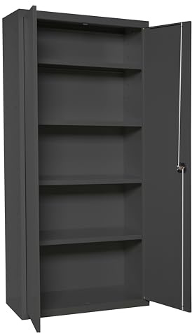 PROREGAL Stahlschrank AMEGO | HxBxT 180x100x40cm | 4X Fachboden | Anthrazit-Anthrazit | Metallschrank Flügeltürenschrank
