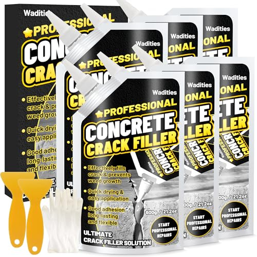 Betonrissfüller, Hochelastisches Selbstnivellierendes Wasserfestes Reparaturdichtungsmittel für Einfahrten, Gehwegfugen, Schnell trocknende Versiegelung für den Außenbereich – Grau (6pcs, 8LB)