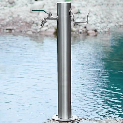 Fristående rostfritt stål trädgård vattenpelare utomhus slangstativ anti-frys golvmonterad kran metall vattenfontän hydrant för bevattning och tvätt