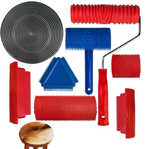 Holzmaserung - Strukturwalzen-Set, gemusterter Wandkunst-Applikator | Für den Stil von Innenräumen, kreative Raumdekoration, Möbelveredelung, Dekorationsverkleidungen