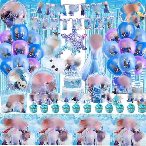 105PCS Frozen Pappteller Kindergeburtstag Geburtstag Deko, Partygeschirr Geburtstagsdeko Set, Teller Servietten Tischdecke Set Partygeschirr Geburtstag Kindergeburtstag für 20 Personen