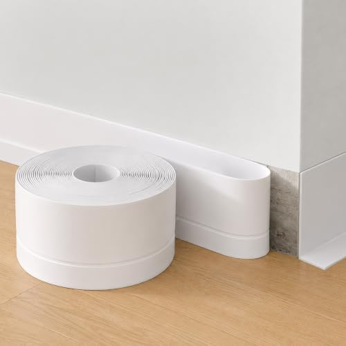 Gimars Rodapié de PVC Autoadhesivo Flexible, 6 m de Cinta de Sellado Impermeable, Zócalo Plegable para Cocina y Baño, Acabado Decorativo en Blanco