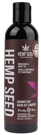 Hanfsamenmassage & Körperöl, Skinny Dip Duft - 8 fl. oz. - Pflegendes, feuchtigkeitsspendendes Massageöl - Hanfsamen-, Aprikosen-, Traubenkern- und Süßmandelöl - Vegan & tierversuchsfrei