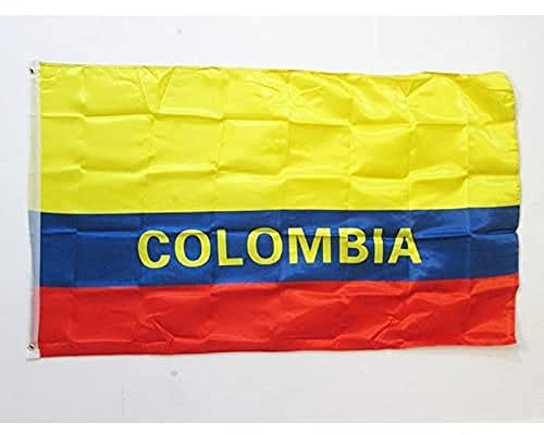 AZ FLAG - Drapeau Colombie avec Inscriptions - 150x90 cm - Drapeau Colombien En Satin Avec Oeillets Métaliques Intégrés - Pavillon 110 g