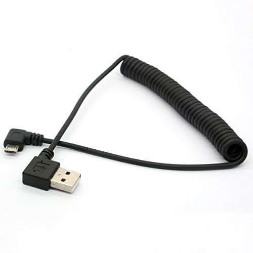 CâbleOpenII USB coudé à 90 degrés avec extension enroulée et répartition USB A vers micro-USB B mâle