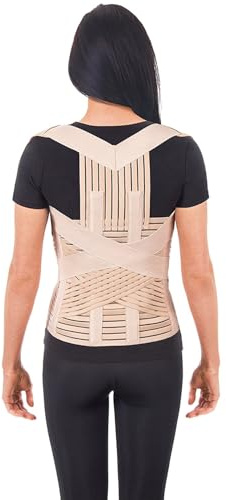 Correcteur De Posture Respirant Maintien Du Dos et Épaules LUX Ceinture lombaire dorsale clavicule Support posturale réglable orthopédique Haut et bas du dos Soulagement de la douleur LUX Beige Small