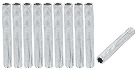 sourcing map Tige Filetée Creuse M8 Tube Filete Paquet de 10 | Supérficiel Lampe Tuyau Mamelon, 60mm Longueur, pour Réparation Luminaire Lampe Lustre Zingué, Argenté