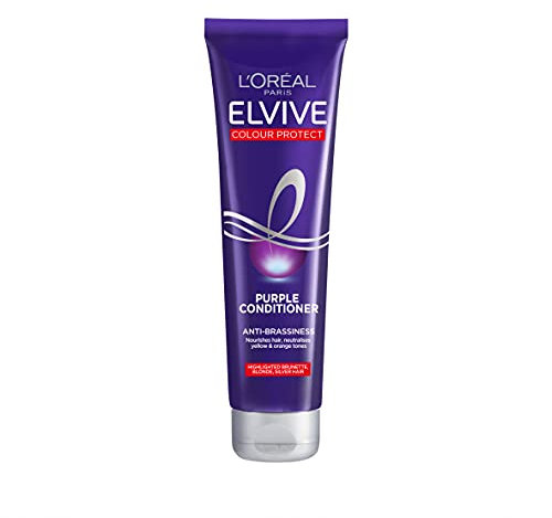 L'Oreal Paris Elvive Colour Protect Anti-Brassiness Purple Conditioner, Neutralises Yellow, Orange & Brassy Tones, Nourishes Highlighted Blonde, Brunette & Grey Hair, 150ml