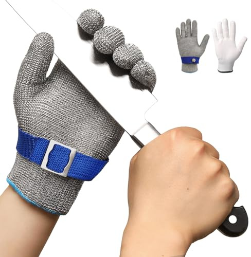 Schwer 3.0 Schnittfeste Handschuhe Edelstahl Draht Metall Mesh Arbeitshandschuhe zum Austern Shucking, Fleisch Schneiden und Peeling, L