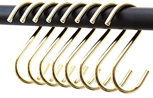 rod & knot S Haken Gold aus stabilem Metall – 8 Stück, platzsparende Haken für Kleiderschrank, Garderobe, Küche & Bad