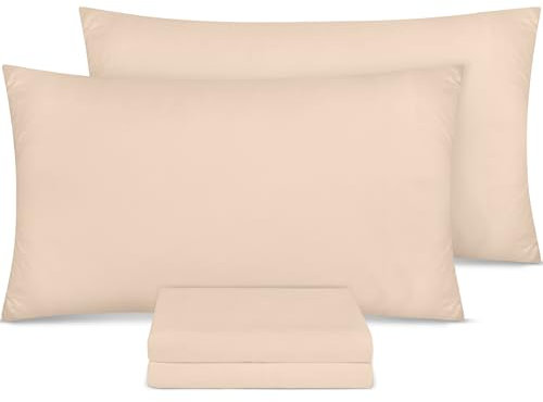 Utopia Bedding - Microfibra cepillada Suave - 100% poliéster - Funda de Almohada de 50 x 75 cm - Juego de 4 - Fundas de Almohada Resistentes al Encogimiento y a la decoloración - Beige