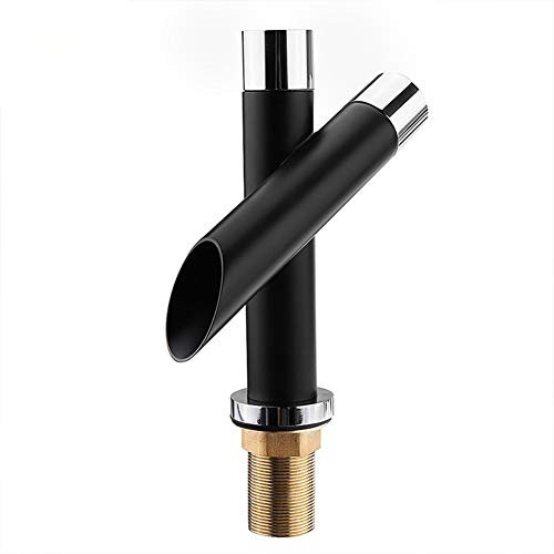 Wasserfall Wasserhahn Bad - Waschtischarmatur, Schwarz Modern Messing Mischbatterie, Kaltes Und Heißes Wasser Vorhanden, Geeignet Für Badezimmer Und Waschbecken, Einhand-Waschtischbatterie, Badarmatur