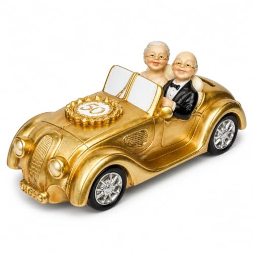 Topshop24you Spardose Goldene Hochzeit 50 Jahre Oldtimer 21 cm Polyresin