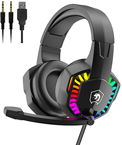AJAZZ Gaming-Headset, (Hochauflösende Lautsprechertreiber, mit 40mm-Treiber, Rauschunterdrückung, Esport Over-Ear Kopfhörer, mit Mikrofon) 3D Surround Sound, Für PC,PS5,Mac,PS4,Xbox One – Schwarz