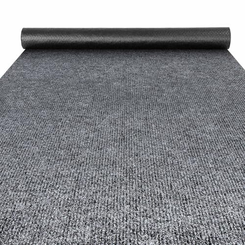 ANRO Flurläufer Schmutzfangmatte Sauberlaufmatte Teppich Läufer Schmutzfangläufer Metwerware gerippt Grau 100x100cm