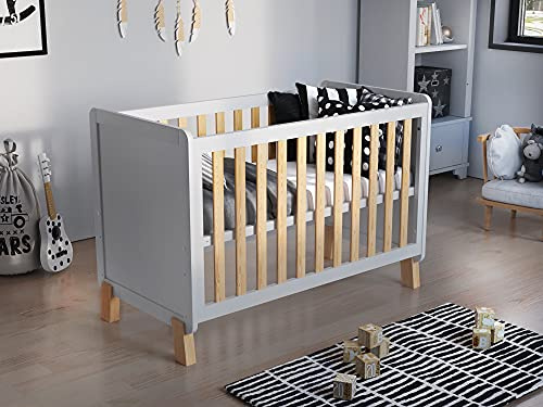 Love For Sleep Babybett Beistellbett 120x60cm mit Schaumstoffmatratze Aloe Vera Weiß-Kiefer Francis Kinderbett Baby Bett Holz - Kinderbett Babybett, Mitwachsend Gitterbett Baby Bed