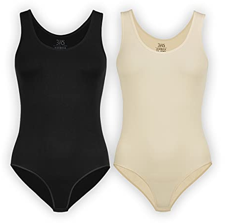 UnsichtBra 2er Set Body Damen Weiß | Komfortträger Damenbodys | Wohlfühl Unterwäsche Weiss Schwarz Beige