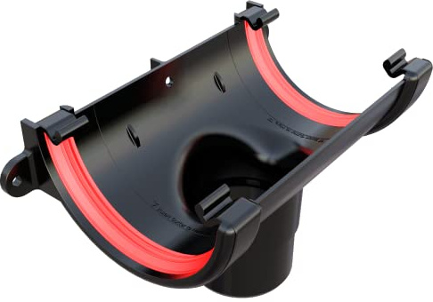 Freeflow FRR605BL Black 112mm Half Round Gutter Running Outlet