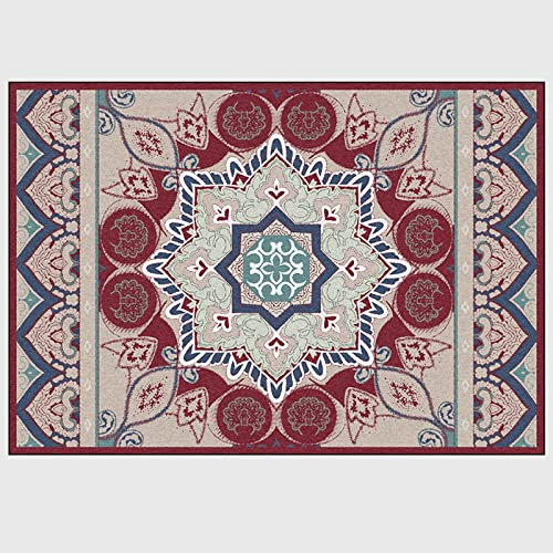 Rururug Rechteckig Teppich Moderner Läufer Orientteppich Kurzflor Flur Schlafzimmer Küche Wohnzimmer rutschfest Waschbar, Rote und Blaue Blumenfischformgeometrie 80 x 200 cm