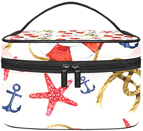 Rope & Lifebuoy Makeup Bag for Women Girls Cosmetic Bags with Handle Travelling Makeup Organizer Bag