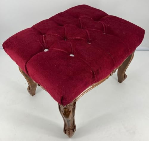 Casa Padrino Barock Fußhocker Bordeauxrot/Braun - Handgefertigter Antik Stil Hocker mit Glitzersteinen - Barockstil Möbel