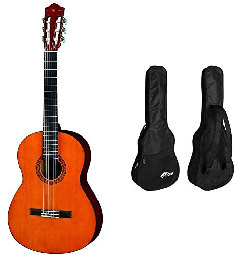 Yamaha CGS102AII Natur – Konzertgitarre für Schüler – Mit kleinem Korpus für einfaches Handling – Größe 1/2 & TIGER GGB7-KCL Gitarrentasche, 1/2 Größe
