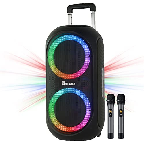 Mr Entertainer Pulsar Karaoke Machine. High Power 500W Portable Speaker with Party Light Effects & 2 Wireless Microphones