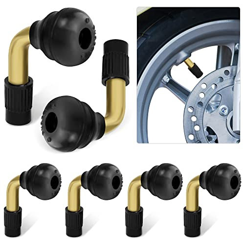 RMENOOR 6 Stücke Tubeless Ventil Motorrad PVR70 Schlauchlos Reifenventil Messing Felgenventile 90 Grad Tubelessventil Ventil Motorradreifen Tubeless Autoventil Reifen Gummiventil für Autos Fahrräder
