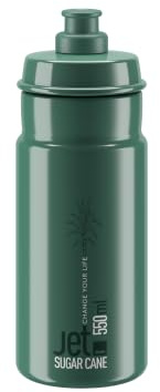 Elite Jet Green Opal con logo blanco 550 ml – Botella de agua para ciclismo – Ecológica sin BPA Biodegradable – Para carretera MTB Gravel