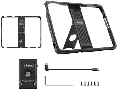 Accsoon iPad Power Cage Pro II avec Support Amortisseur/Support de Batterie pour connecter Votre Appareil Photo à l'iPad Pro 12.9 (3/4/5/6) en Tant Que Moniteur Professionnel