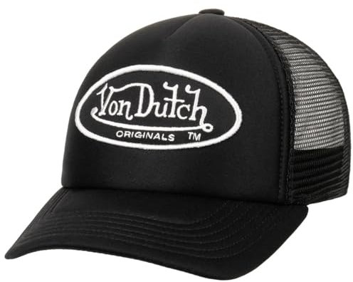 Von Dutch Tampa Oval Patch Foam Trucker Cap Basecap Baseballcap Curved Brim Meshcap (One Size - schwarz-schwarz)