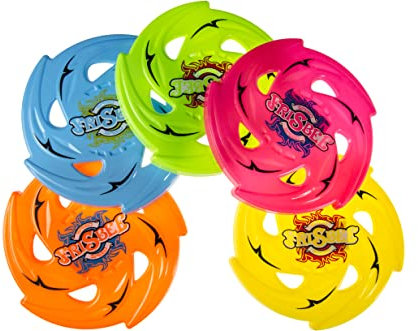 Lg Import 4 x Frisbee Flying Disc 24cm 5 Neon Farben gezahnt Fliegende Scheibe Wurfscheibe