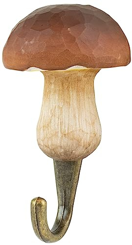 WILDLIFEGARDEN WG4557 Haken Steinpilz - Handgeschnitzter Wandhaken aus Holz und Metall
