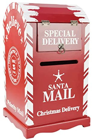 POCHY Exquisit Briefkasten Briefkasten aus Massivholz Weihnachtsbriefkasten Vintage Briefkasten Weihnachtsbriefkasten Cottage Briefkasten mit Weihnachtswünschen sicherer