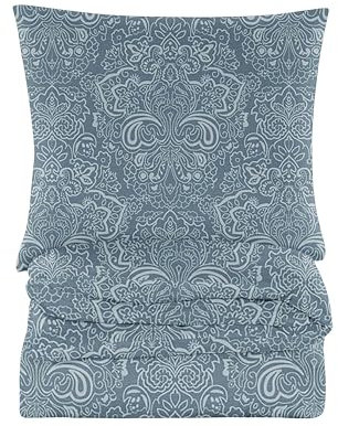 Cotton Market Bettwäsche 155x200 cm - Bettwäsche Baumwoll-Mikrofaser - Bettwäsche-Sets 3 Teilig - Bettbezug 155x200 cm und 2 Kissenbezug 70x80 cm - Blau, Muster