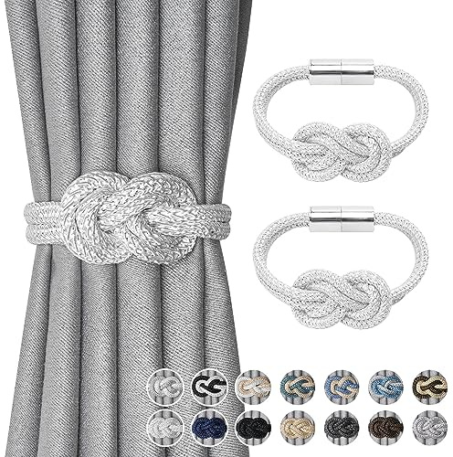 Pretty Jolly 2 stycken magnetiska gardinband i nordisk stil, enkla och eleganta minigardinband, för hem- och kontorsfönsterdekoration, vit