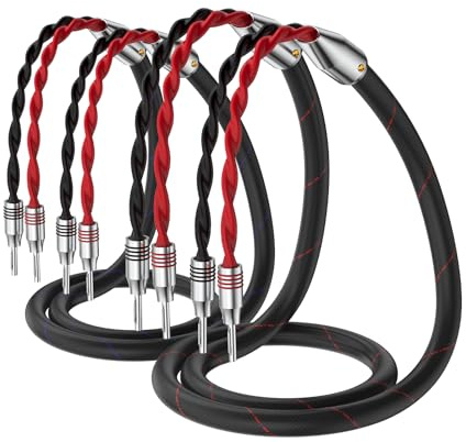 High-End Lautspecherkabel, A Paar Lautsprecherkabel Flexibles Kabel Versilberte Banane Speaker Cable Lautsprecher Kabel mit hochwertigen Bananensteckern für High End Lautsprechersystem (2.5m)