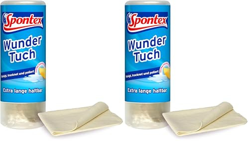 Spontex Wundertuch, hohe Wasser- und Schmutzaufnahme, ideal für Autolack, Glas und Kacheln, reinigt Streifen- und fusselfrei, 2er Pack