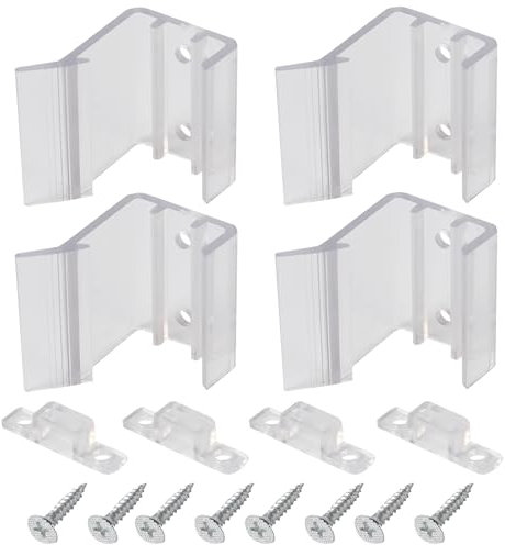 Aussio Lot de 4 loquets de porte miroir coulissantes H527 – Lot de 4 loquets de porte coulissante transparents pour miroir de placard de véhicule récréatif – Loquet de rechange pour porte coulissante