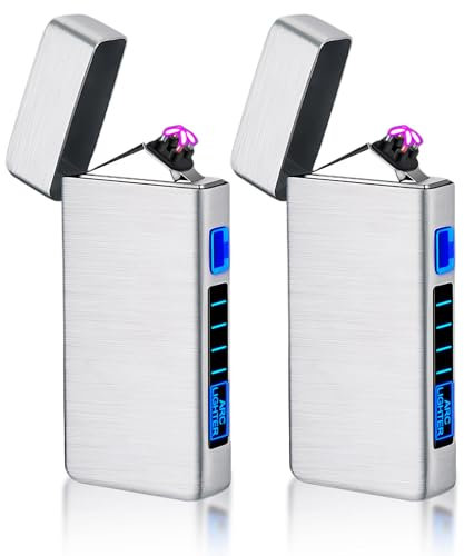 Vegena - Encendedor eléctrico (2 unidades, USB, recargable, compacto y cortavientos, para barbacoa, regalo de cumpleaños, hombre