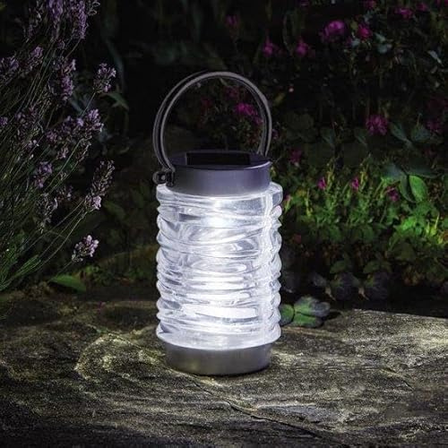 Garden Mile 2 Stück Wave 10L Solarlaternen für den Garten 20cm Edelstahl Solar Laternen für Außen Wasserdicht Außenbeleuchtung Ideal für Gärten Terrasse Tische Hängende Wegbeleuchtung
