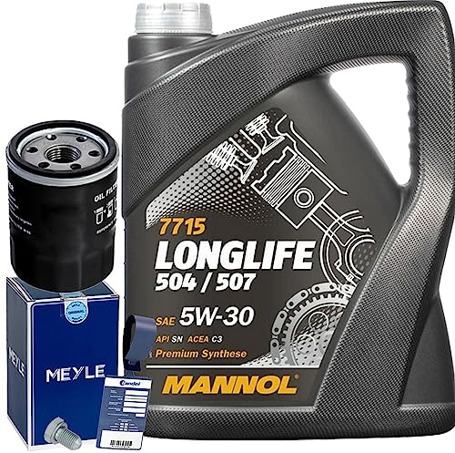 Meyle Ölfilter 1003220021+5W30 Öl | 1003220021+588.670-U-01+MN1801+MN Longlife 504 507 für A1 A3 Golf 7 Polo 5 5T Up