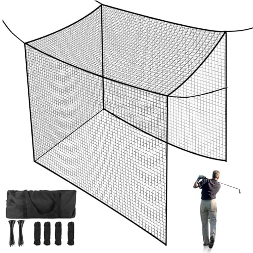 LalaKoo Golf Batting Cage Netting with Extra Striking Net 10 X 10 X 10ft Golf Cage Netting Practice Netting for Indoor Outdoor Backyard Practicing (Frame NOT Included)