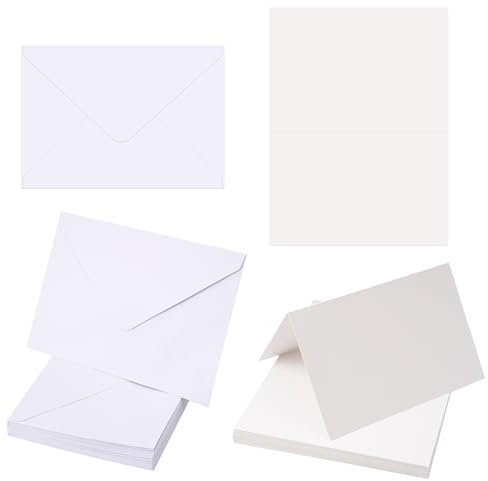 WhizNook 30 Sets Klappkarten Blanko mit Umschlag Weiß, DIN A6/C6, Blanko Karten zum Selbstgestalten, Faltkarten mit Umschlag, Karten und Umschläge Set, für Hochzeiten, Geburtstage, Weihnachten